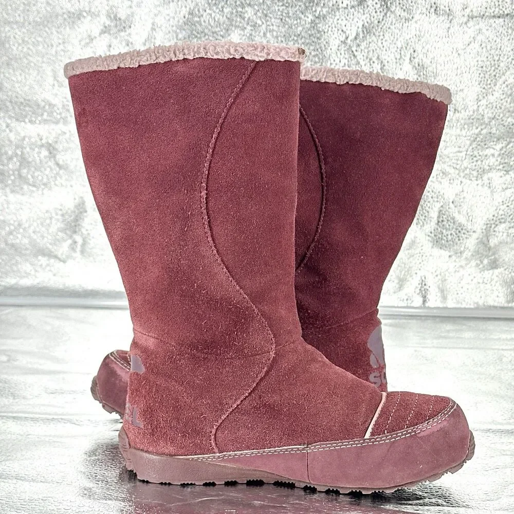 Sorel Suka II Shearling Boots Womens size 4 Pink Suede Non-slip Winter Boots
